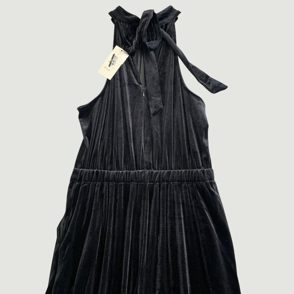 NEW A new Day Women's S Black Velvet Halter Wide Leg Jumpsuit High Neck 1664 - Picture 4 of 9